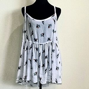 torrid White Printed Spaghetti Strap Babydoll Cami